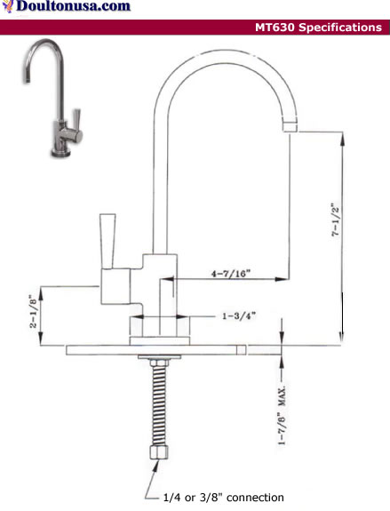 Water filter faucet MT630 specs